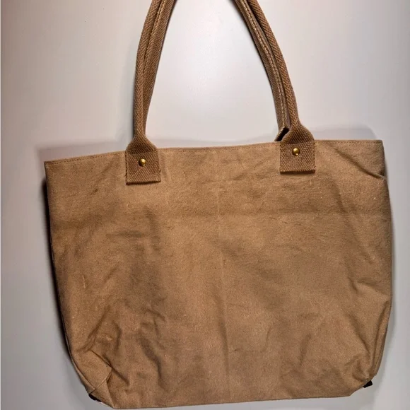 New With Tags Aztec Shiva Beige and Black Striped Tote Bag - Picture 2 of 3